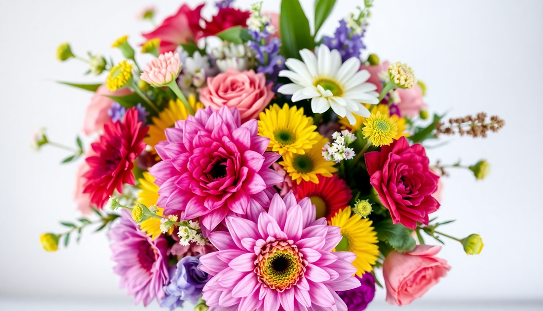 A vibrant array of flowers for bouquet creation