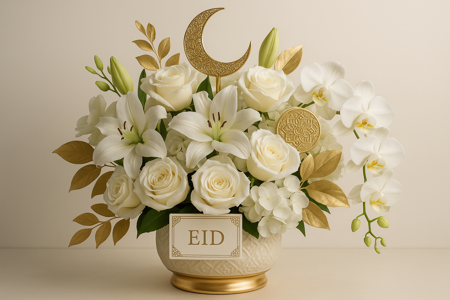 Eid and Ramadan Flower Collection Featuring Elegant Bouquets of Roses, Lilies, and Orchids