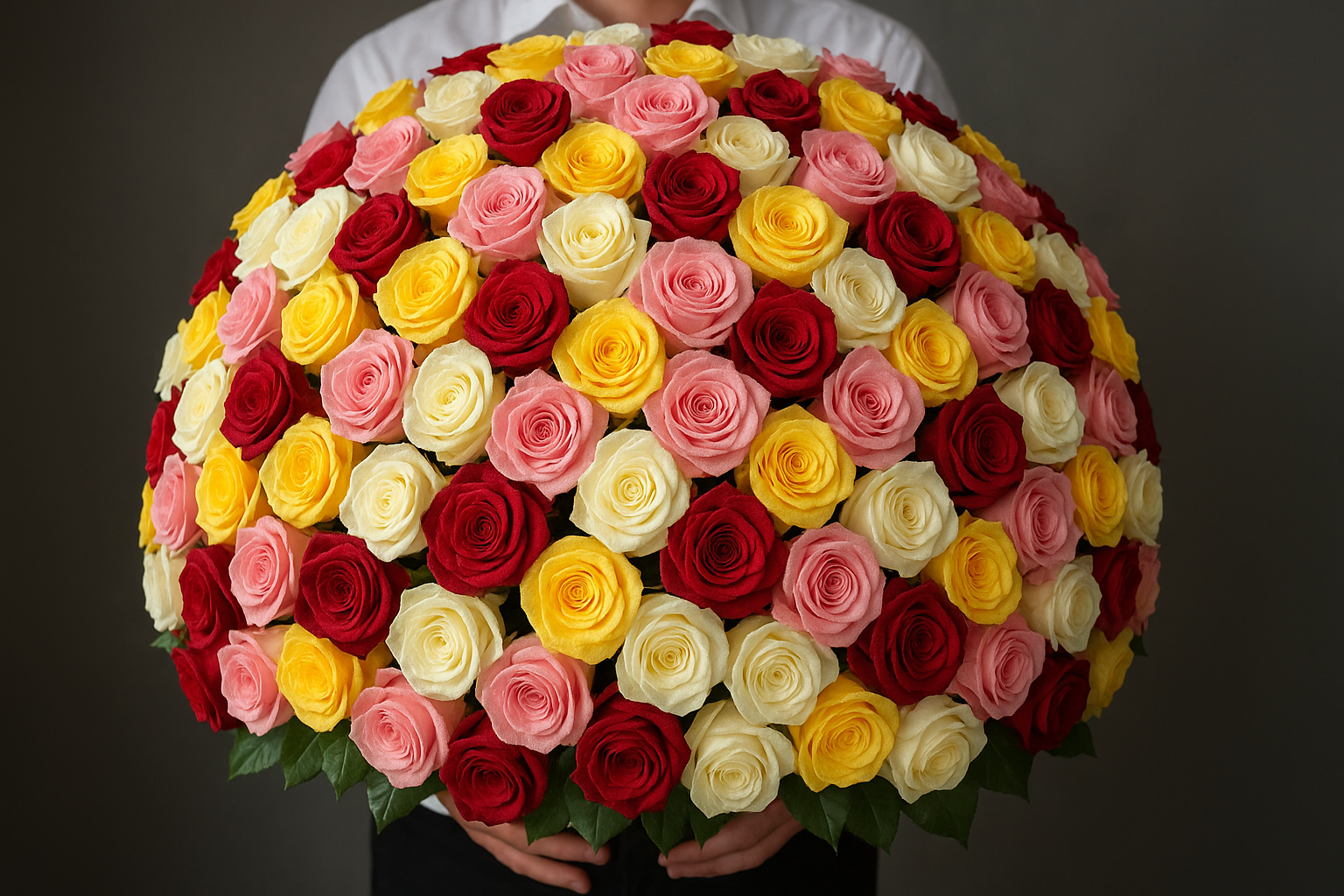 200 multicolor roses bouquet