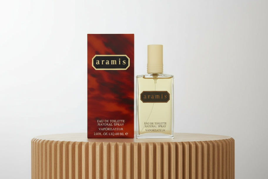 Aramis Eau de Toilette spray bottle and packaging on a white background
