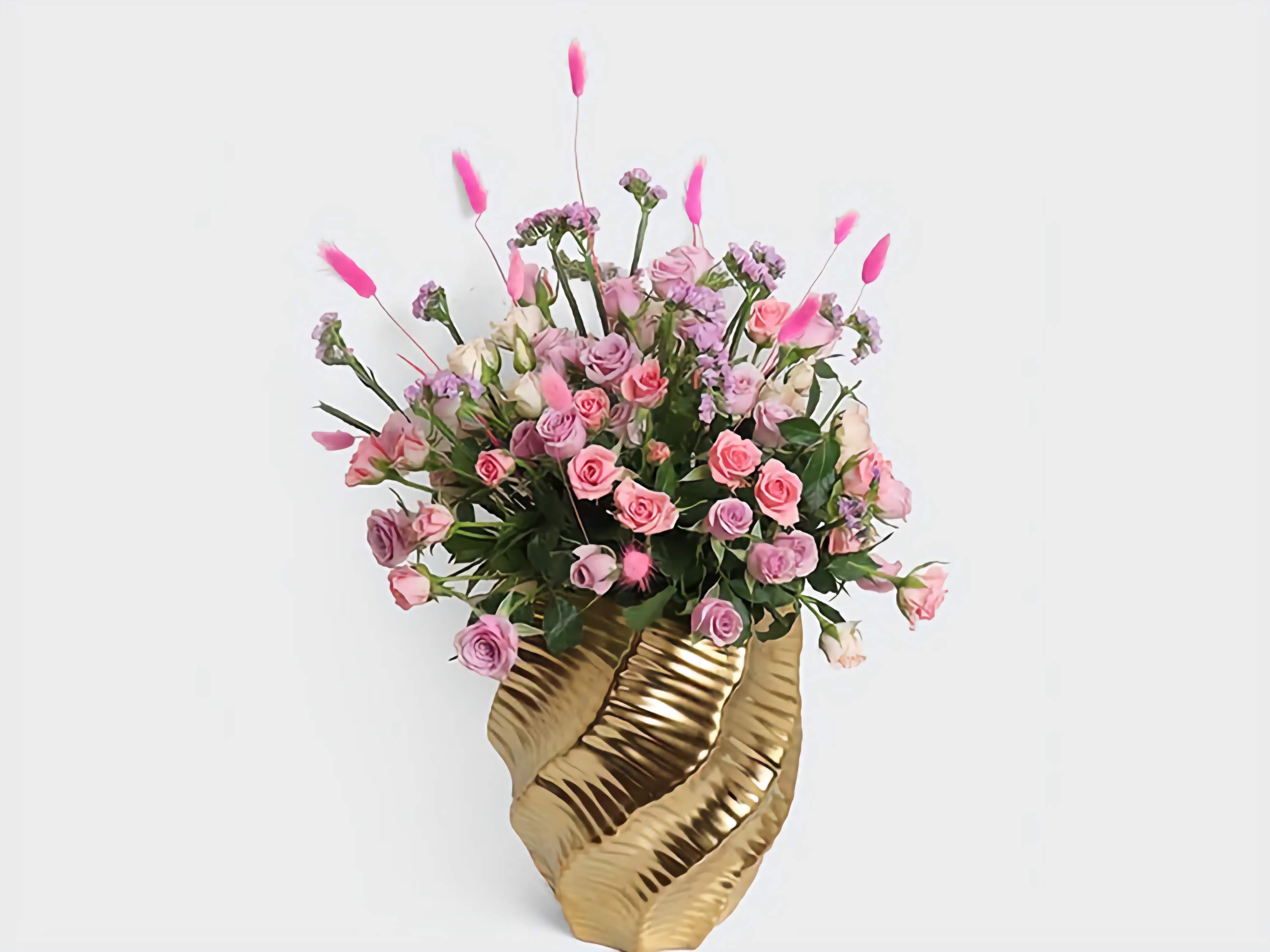 Mix Baby Roses in Golden Vase