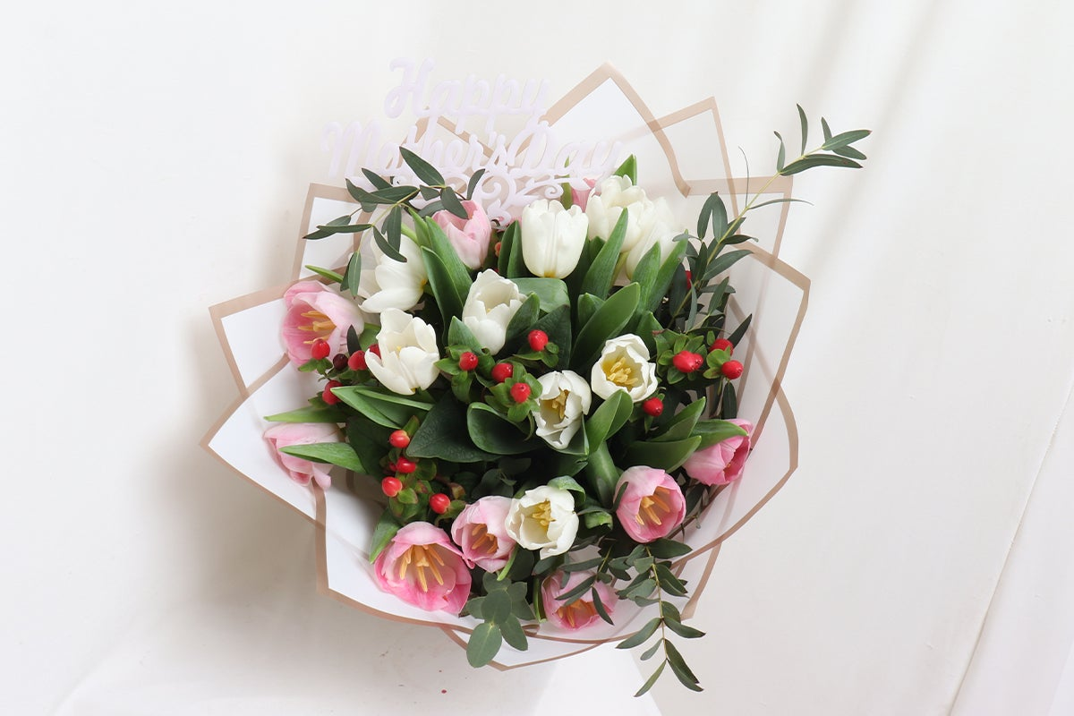Pink White Tulips Bouquet