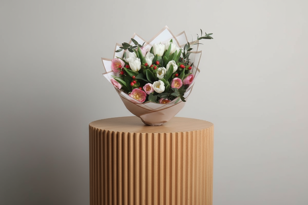 Pink White Tulips Bouquet