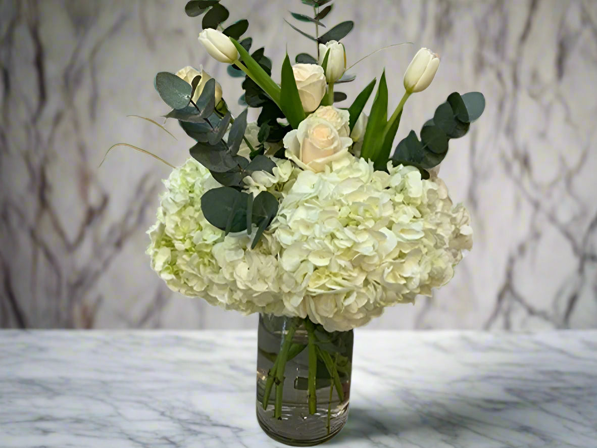 White Hydrangea Vase