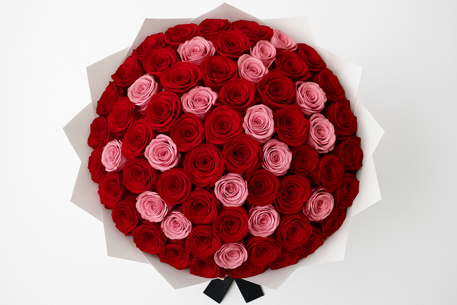 Aerial view of roses bouquet