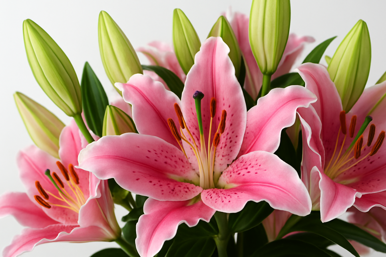 Close-up detail of Stargazer lilies