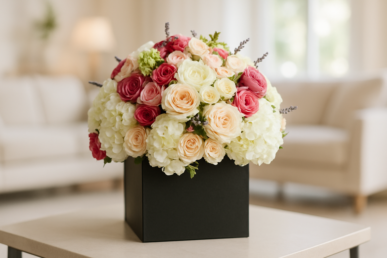Enhanced Luxury Flower Box Arrangement - Living Room Background 1