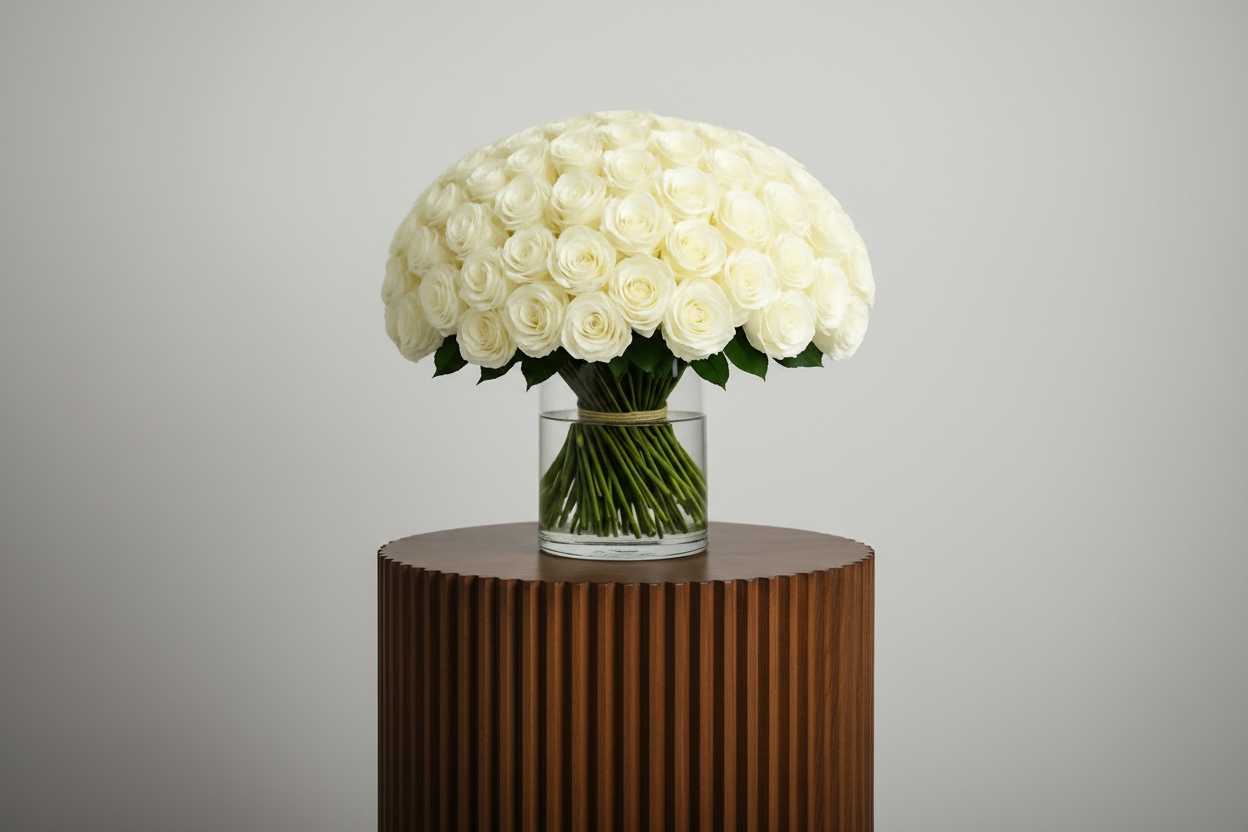 Enhanced White Rose Bouquet