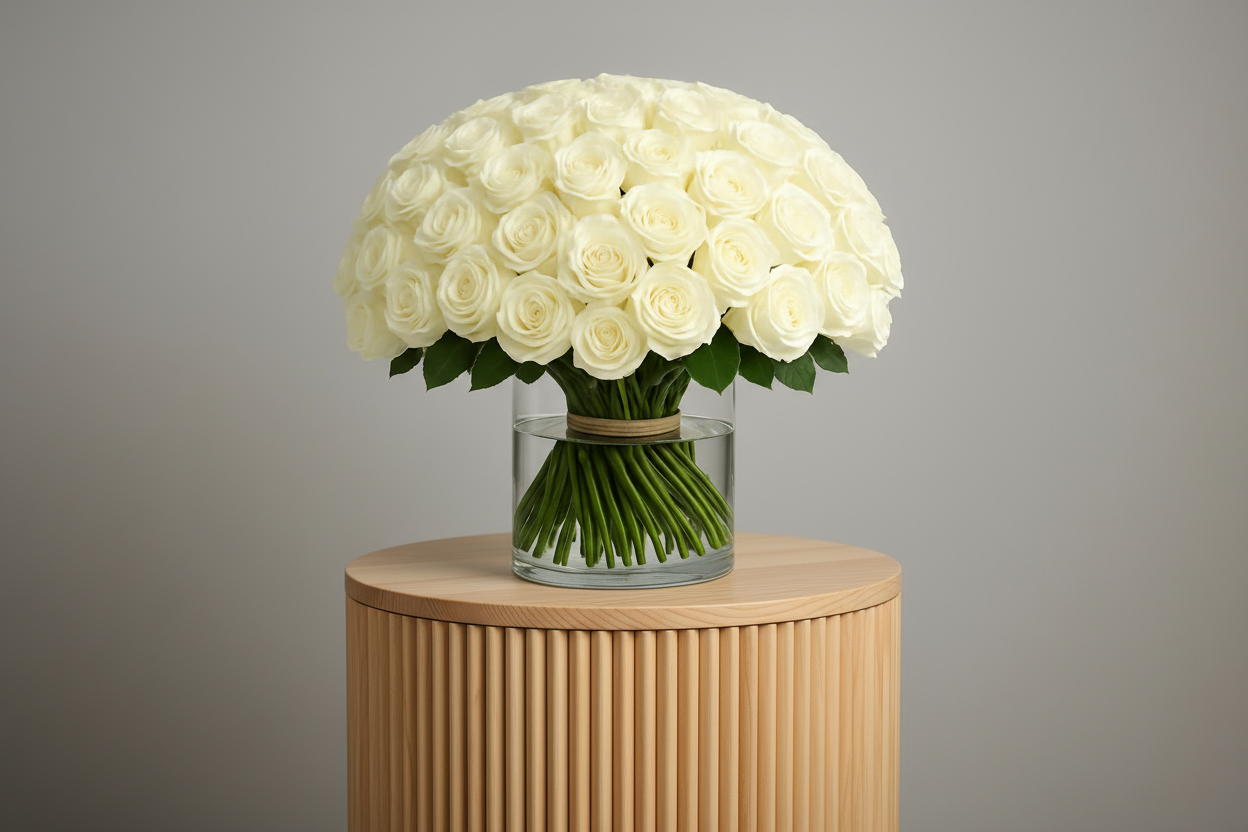 Enhanced White Rose Bouquet