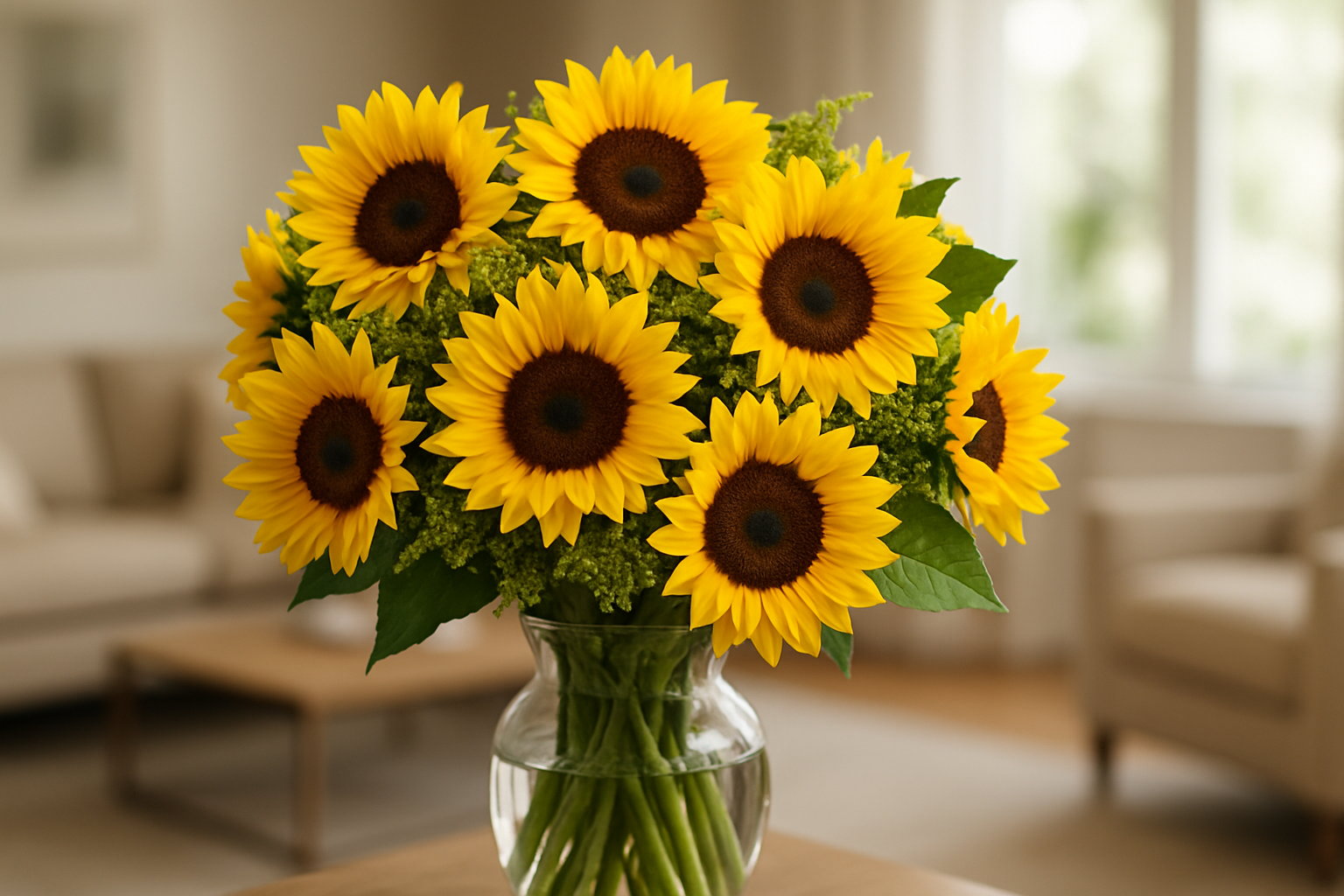 HD Sunflower Arrangement - Living Room Background 3