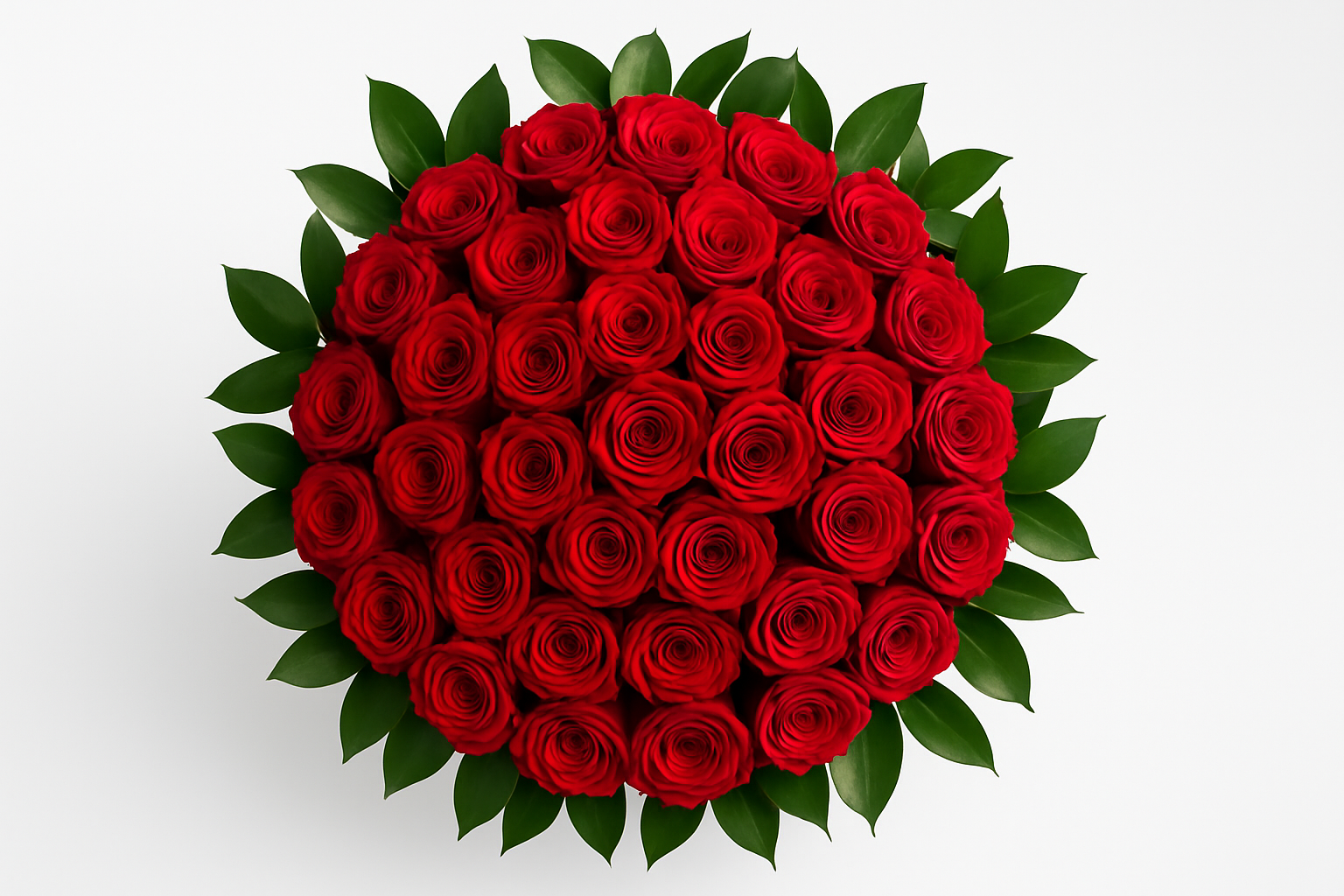 Red rose bouquet top view