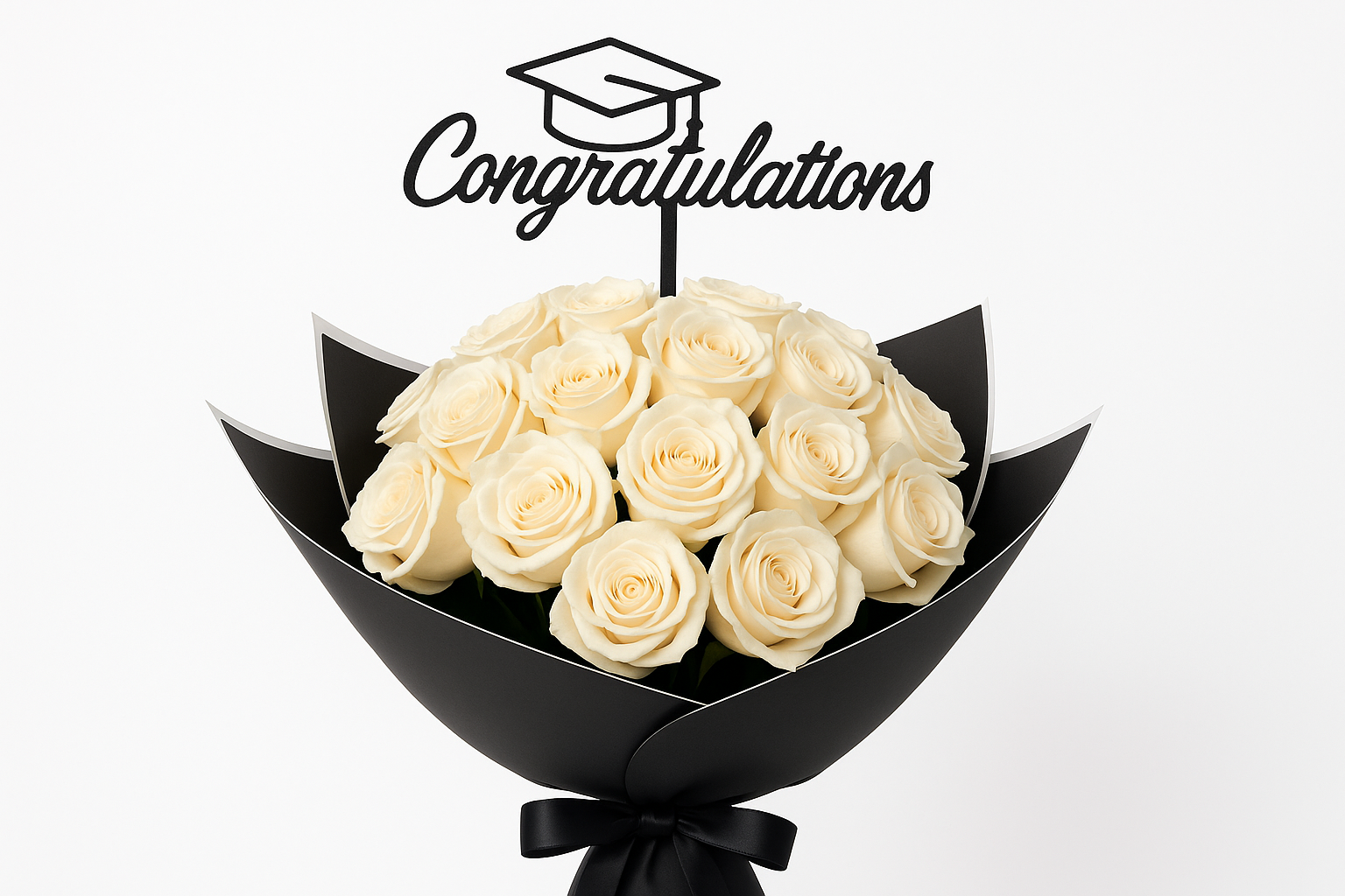 Graduation white roses bouquet – perfect graduation gift in Kuwait