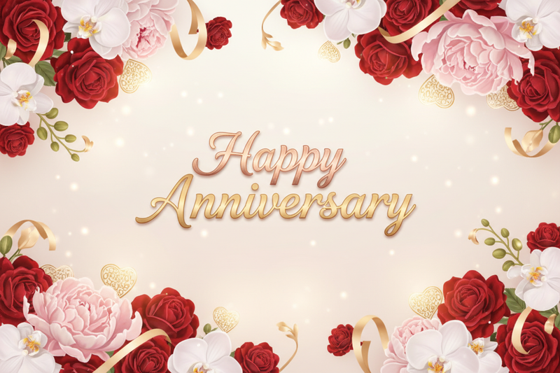 Beautiful Anniversary Flowers with red roses and elegant peonies for a romantic celebration