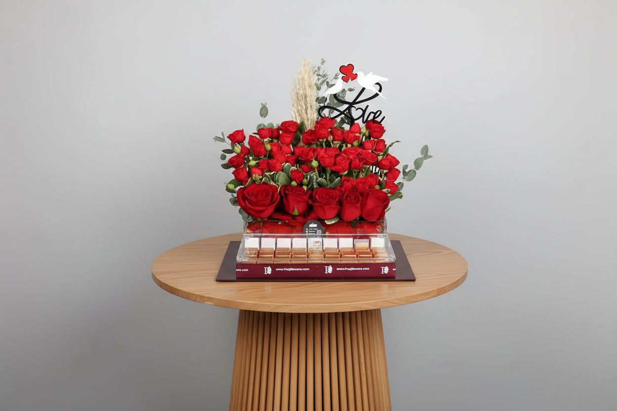 Valentines tray flowers