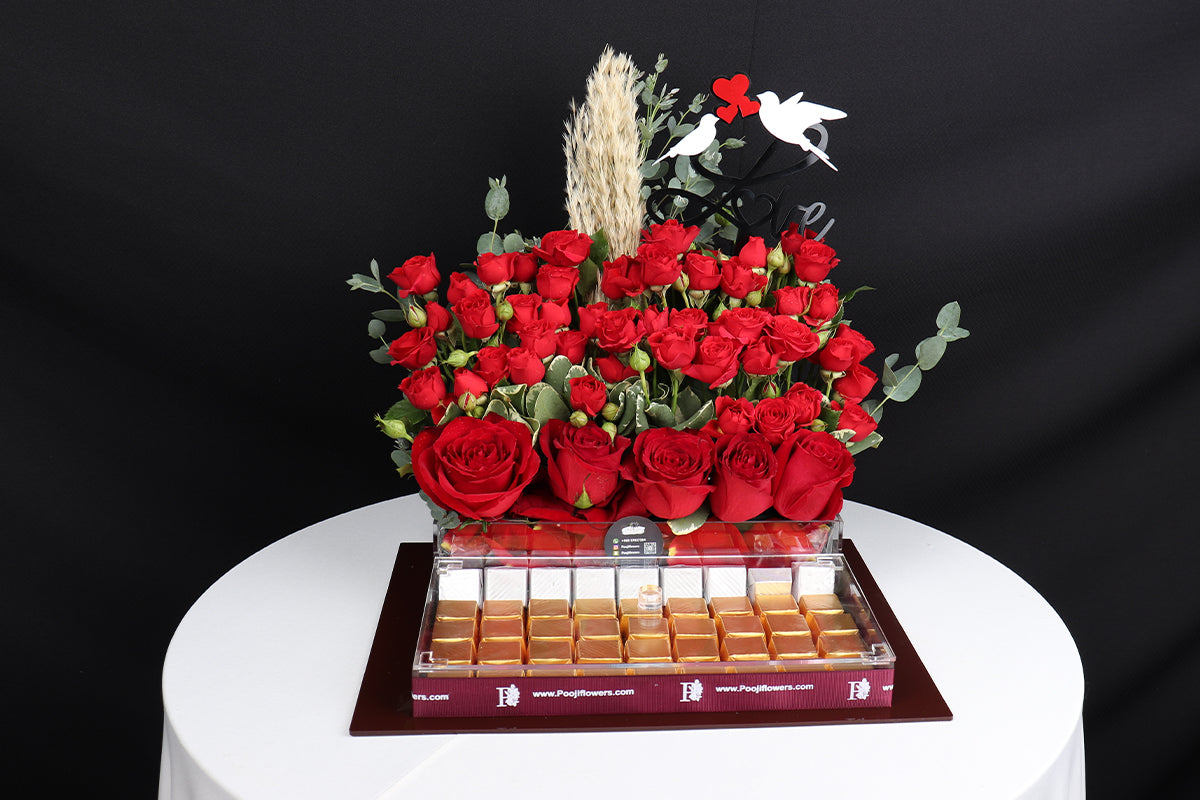 Valentines tray flowers