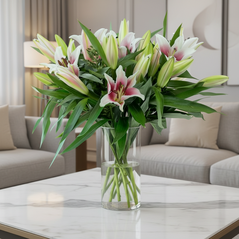 10 Pink Lilies - Lifestyle Living Room