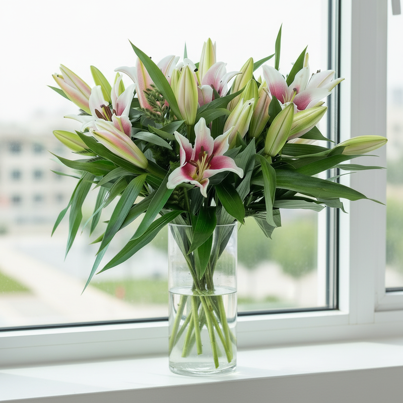 10 Pink Lilies - Natural Light