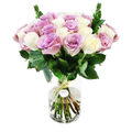 White Purple Roses Vase 50 Pieces