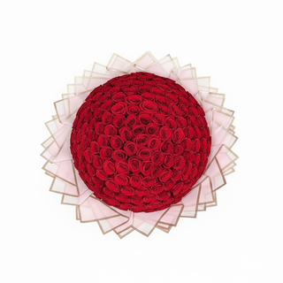 200 Red Roses Luxury Bouquet - Overhead View Kuwait