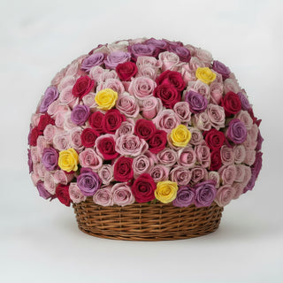 200 Pink Roses Basket