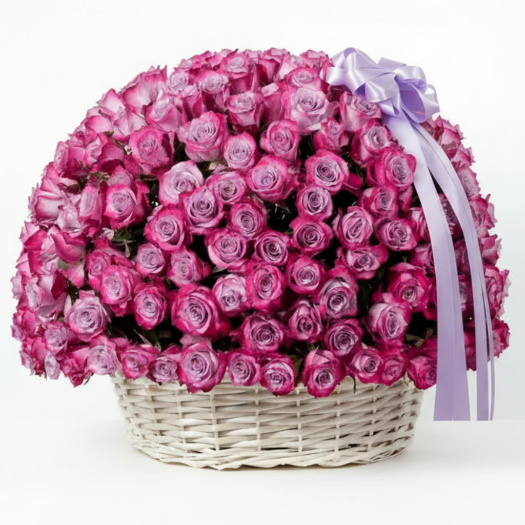200 Purple Roses Basket
