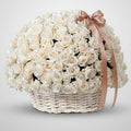 200 White Roses Basket