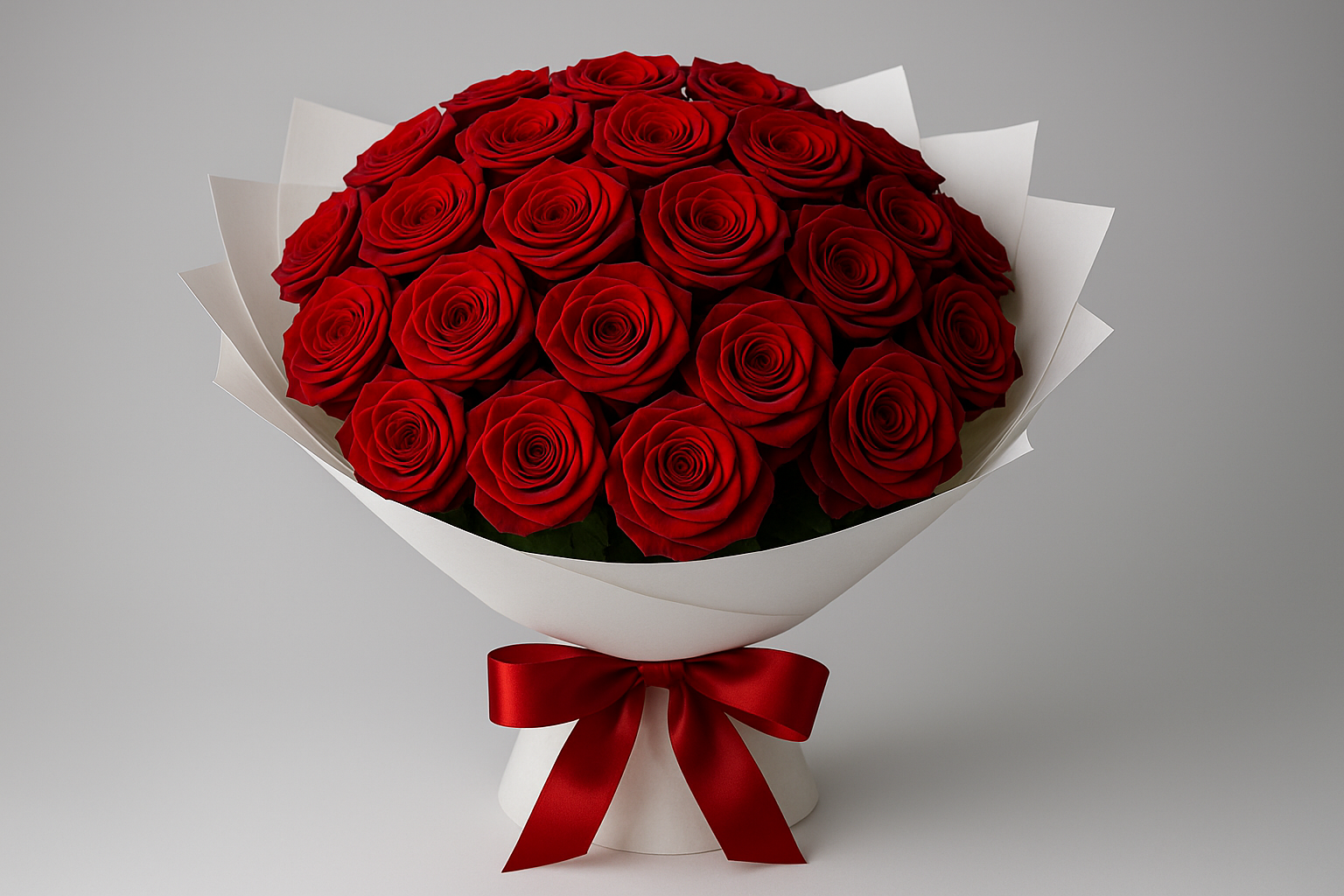 25 red roses bouquet front view