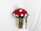 50 Red Roses With Gold Vase