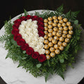 Romantic Red and White roses Heart