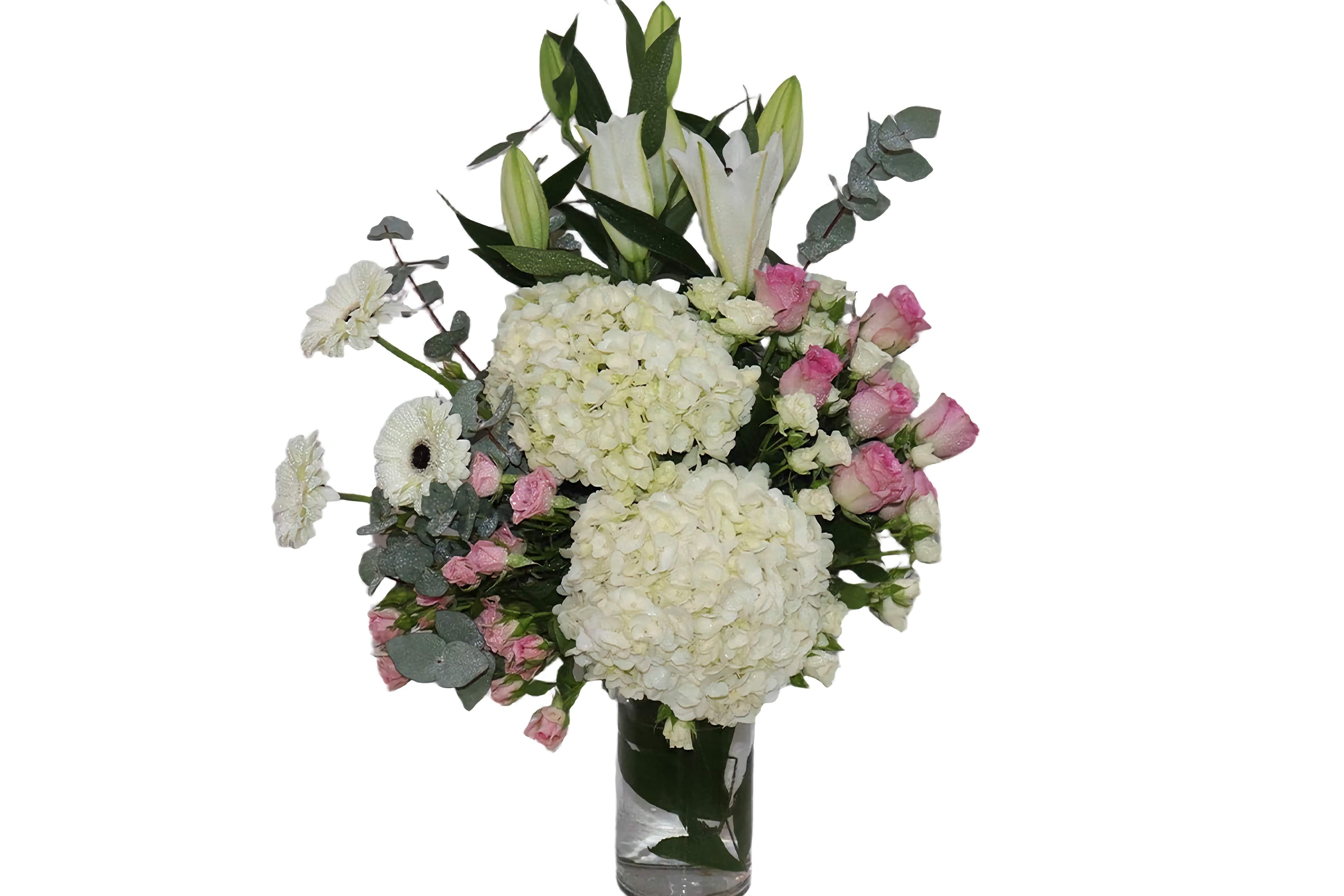 Beautiful White & Pink Flowers in Vase