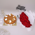 Birthday Cake & Roses Combo Overhead view of gift set