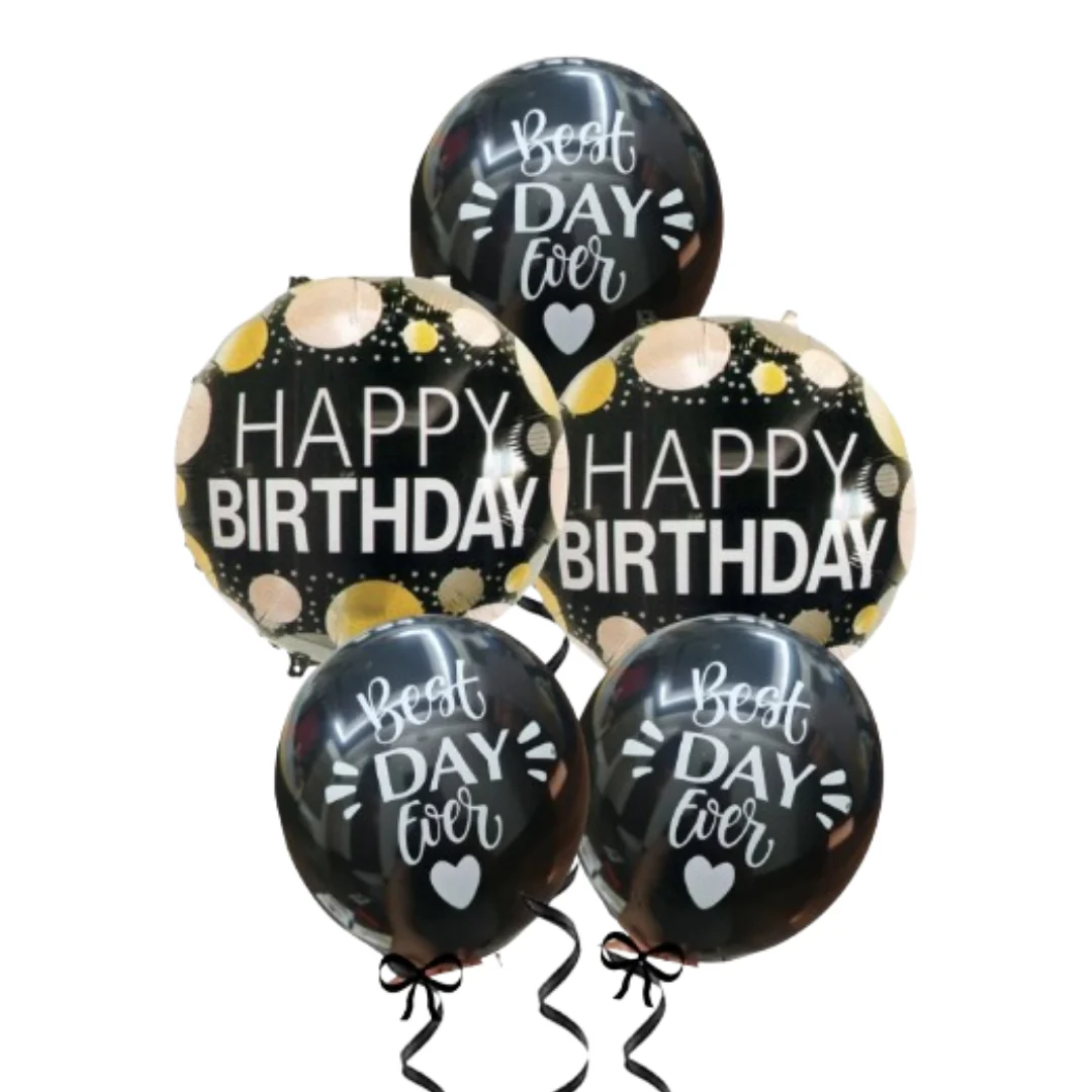 Black Happy Birthday Foil Balloons