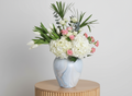 Blue Vase Flowers | Tulips, Roses, Hydrangea