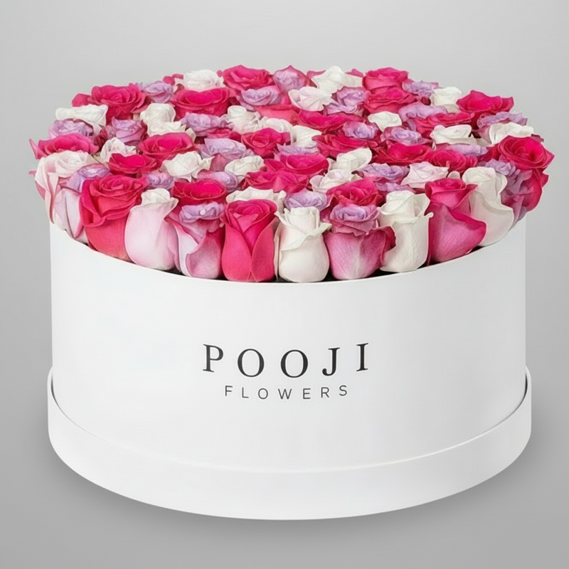 Blush Mixed Roses Luxury Flower Box — same-day flower delivery in Kuwait