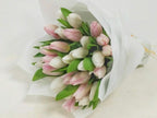 Bouquet Of White And Pink Tulips