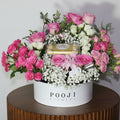 Classic Box Arrangement - Pink Flowers, Ferrero Rocher & Perfume Gift Kuwait