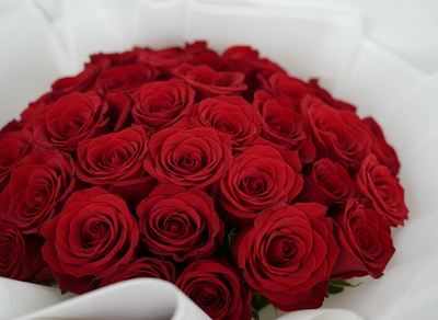 Classic Red Roses Bouquet Close up
