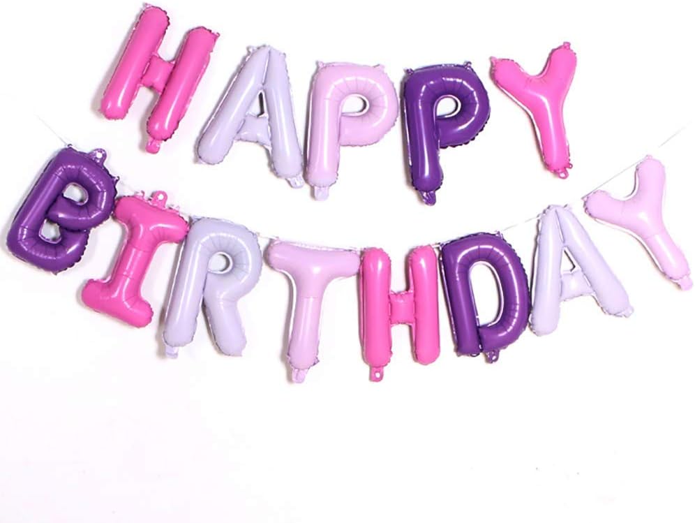 Colorful 'Happy Birthday' balloon letters on a white background