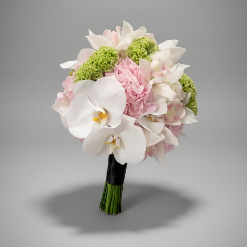 Elegant Pink, Green &amp; White Bridal Bouquet — same-day flower delivery in Kuwait
