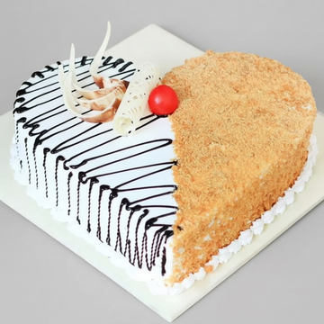 Half & Half Butterscotch Heart Cake