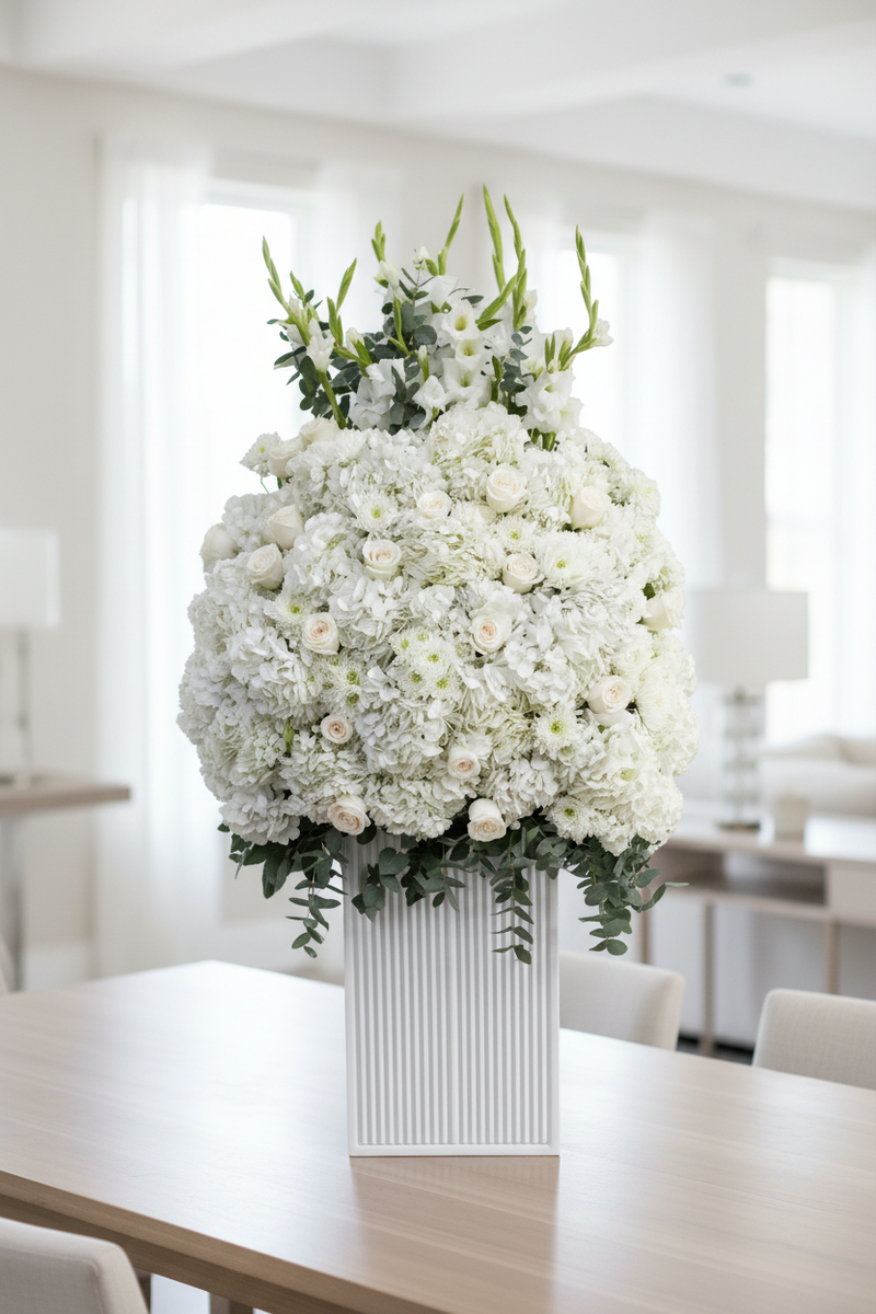 Premium White Stand Flowers — same-day flower delivery in Kuwait