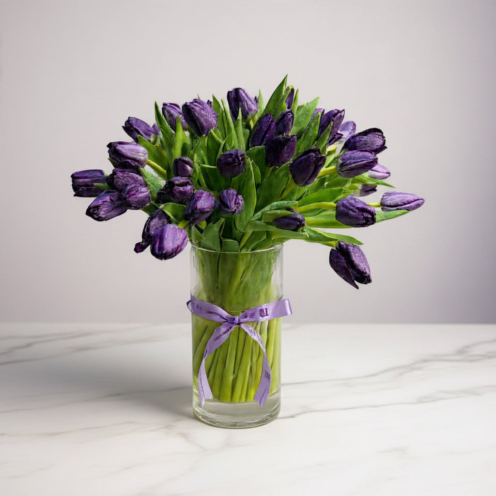 Purple tulips 50Pcs in Bowl