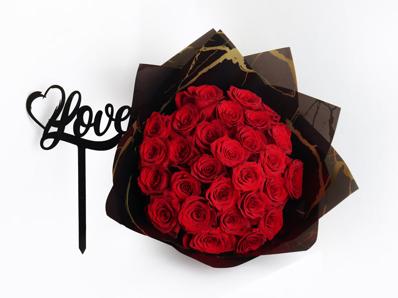 Valentine red roses hand bouquet