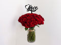 Red roses 25 vase love stick