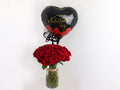 Red roses vase love balloon
