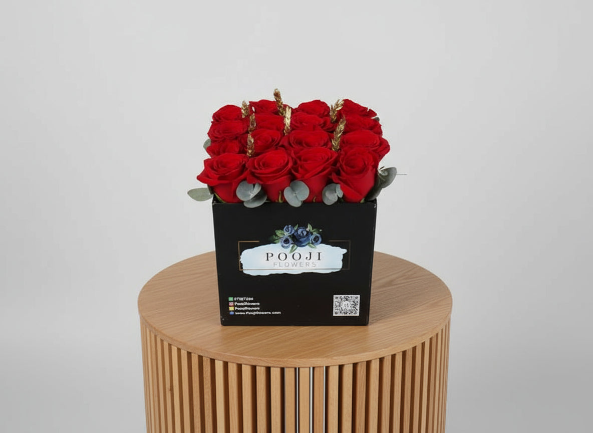 Red roses box flowers