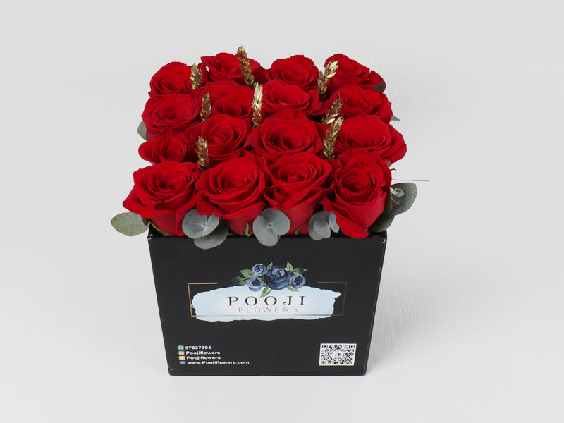 Red roses box flowers