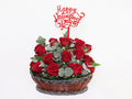 Red rose basket flowers