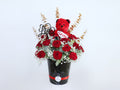 Black Marble Basket Red Roses With Gips