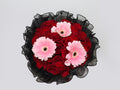 Red Roses with pink Gerbera Bouquet